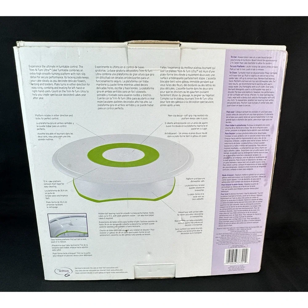 Wilton Trim-N-Turn Ultra Cake Turntable Lazy Susan Cake Decorating Stand Locks